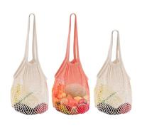 XUIIOSOOKP 3 Stück Netztaschen, Einkaufsnetzbeutel, Faltbare Netz-einkaufstaschen, Waschbar Wiederverwendbar Baumwollseil Mesh Bags mit Griff für Einkaufen Aufbewahrung Obst Gemüse Netzbeutel