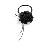 XuQiZZpp Goth Cloth Big Rose Anhänger Choker Wachs Seil Halskette für Frauen elegant gewebt geknotete Schleife verstellbare Kette Schmuck
