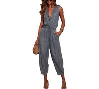 XUSAI Light Blue,L,Jeans-Jumpsuit für Damen, sexy, ärmellos, leicht, gewaschen, Langer Jeans-Jumpsuit, Sommer-Strampler