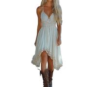 XUSAI Weiß,S,Sexy Ärmelloses Western Cowgirlkleid Mit Spaghettiträgern Für Damen Trendige Lässige Midi-Sommerkleider Sommerkleid