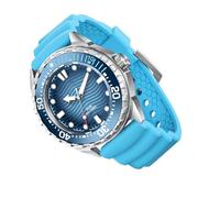 XUXHOU Solarbetriebene Quarz-Taucheruhr, 300 M Wasserdicht, Leuchtendes Edelstahl-Silikonarmband, mit Nachtlicht für Männer und Frauen, Outdoor-Tauchen, Schwimmen (Blue)