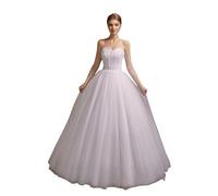 Xuyudita Damen Sweetheart Applique Perlen Korsett Braut Glänzend Tull Brautkleider für Braut, Weiss/opulenter Garten, 44