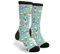 XVBCDFG Dalmatiner Kaffee Socken Hohe Knöchel Crew Socken Casual Mid Calf Kleid Socken Lange Tube Socken Für Männer Frauen, Dalmatiner Kaffee, One size