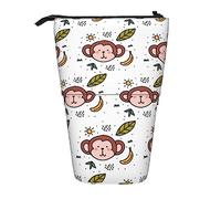 XVBCDFG Monkey Pattern Printed Pencil Case Pen Pouch Telescopic Pouch Bag Standing Pencil Holder Makeup Bag Cosmetic Organizer Bag Box Unisex, siehe abbildung, Einheitsgröße, Federmäppchen