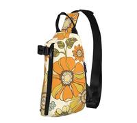 XVBCDFG Retro 70S Floral Sling Bag Brust Schulter Rucksack für Männer Frauen Crossbody Taschen für Reisen, siehe abbildung, Einheitsgröße