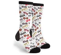 XVBCDFG Retro Brille Casual Cool 3D Gedruckt Verrückt Lustig Bunt Fancy Neuheit Grafik Crew Tube Socken, Siehe Abbildung, One size