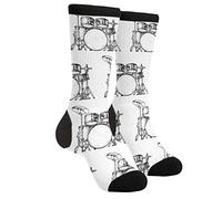 XVBCDFG Socken Damen & Herren Atmungsaktive Neuheit Feuchtigkeitsregulierung Laufen Crew Socken, Schlagzeuger Musik, One size