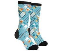 XVBCDFG Socken im Vintage-Stil, zwei Halbkugeln, alte Geschichte, beige, für Herren und Damen, lustig, verrückte Neuheit, Crew-Socken, lässig, athletisch, Sport, Kleid, Zahnarzt Assistent Zähne Blau,