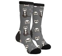 XVBCDFG Süße Frettchen-Liebhaber, graue Socken, lustige Neuheit, verrückte Crew-Socken, für Herren und Damen, Freizeitsocken, Niedliche Frettchen-Liebhaber, Grau, One size