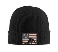 XVBCDFG Wrestling Strickmütze mit amerikanischer Flagge, klassisch, warm, Wintermütze für Damen und Herren, Schwarz , Einheitsgröße