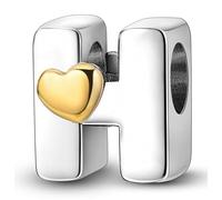 XWN Buchstabe Charm Anhänger Damen Alphabet A-Z 925 Sterling Silber für Armband Charms Beads passend für Pandora Armband und Halskette, Kompatibel mit Europäischen Armbänder für Frauen