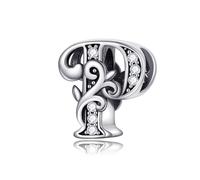 XWN Buchstabe Charm Anhänger Damen Alphabet A-Z 925 Sterling Silber für Armband Charms Beads passend für Pandora Armband und Halskette, Kompatibel mit Europäischen Armbänder für Frauen