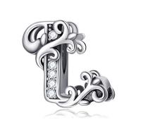 XWN Buchstabe Charm Anhänger Damen Alphabet A-Z 925 Sterling Silber für Armband Charms Beads passend für Pandora Armband und Halskette, Kompatibel mit Europäischen Armbänder für Frauen