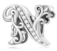 XWN Buchstabe Charm Anhänger Damen Alphabet A-Z 925 Sterling Silber für Armband Charms Beads passend für Pandora Armband und Halskette, Kompatibel mit Europäischen Armbänder für Frauen