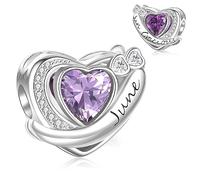 XWN Damen Charm Anhänger Geburtsstein für Armband 925 Sterling Silber 12 Geburtsstein Charms Beads passend für Pandora Armband, Kompatibel mit Europäischen Armband und Halskette für Frauen Mädche