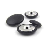 XWNXQ 20 Stück 10-38 mm PU-Lederknöpfe, Sofa-Dekorationsknöpfe, Schwarze runde handgenähte Knöpfe, Lederknöpfe mit Metallgriff, Lederknöpfe für Windbreaker-Jacken