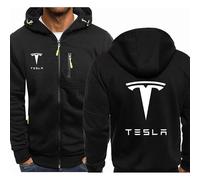 XWSBUDE Kleidung, Für Tesla Model X 2019-2023 Sweatshirt Hoodie Outdoor-Freizeit-Cardigan-Jacken Klassische Sportbekleidung Joggingkleidung,A-XXL