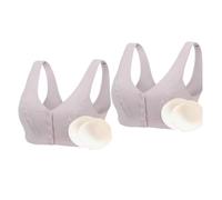 XWSM 2 Stücke Vorne Verschluss Dessous BH Mit Brust Prothese Taschen Unterwäsche Mittleren Frauen Täglichen Post Chirurgie Mastektomie BH (Color : Gray, Size : L/Large)