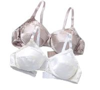 XWSM 2-teiliger Damen-BH Aus Reiner Seide Ultraweich Glatt Triangel-BH Bequem Ohne Bügel Satin Maulbeerseide Tägliche Bralette-Oberteile (Color : J, Size : 95/42AB)