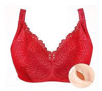 XWSM Baumwoll BH Prothese Taschen-Post-OP-BH for Frauen Mittleren Alters Mastektomie Schlaf Yoga Alltags BH-Oberteil Unterwäsche Büstenhalter (Color : Red, Size : 95/42B)