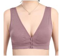 XWSM Baumwolle Mittlere Ältere Frauen BH Verschluss Vorne Senioren Damen Drahtlose Mastektomie BH Mit Tasche Brust Pad Bralette (Color : Purple, Size : L/Large)