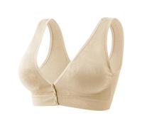 XWSM Baumwolle Mittlere Ältere Frauen BH Verschluss Vorne Senioren Damen Drahtlose Mastektomie BH Mit Tasche Brust Pad Bralette (Color : Skin, Size : XL/X-Large)