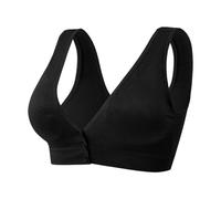 XWSM Baumwolle Mittlere Ältere Frauen BH Verschluss Vorne Senioren Damen Drahtlose Mastektomie BH Mit Tasche Brust Pad Bralette (Color : Black, Size : XL/X-Large)