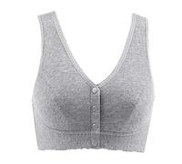 XWSM Drahtloser Mastektomie-BH Mit Tasche Vorn Schließender BH, Weiche Baumwolle, Täglicher Schlaf, Yoga, Sport, Bügel, Damen, Kabelloses Bandeau (Color : Gray, Size : 36/80)
