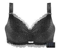 XWSM Dünne Mastektomie BHS Plus Size Dessous Mit Taschen Bralette Top for Frauen Nach Der Operation Spitzen Silikon Brustprothesen Unterhemd (Color : Black, Size : 85/38B)