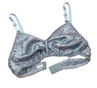 XWSM Glatter Satin-Seiden-BH Triangel-Bralette-Oberteil 100% Doppelseitiger Maulbeerseide-Bügelfrei-BH for Damen Ungepolsterte Unterwäsche (Color : Blue, Size : 38/85AB)