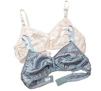 XWSM Glatter Satin-Seiden-BH Triangel-Bralette-Oberteil 100% Doppelseitiger Maulbeerseide-Bügelfrei-BH for Damen Ungepolsterte Unterwäsche (Color : K, Size : 36/80AB)