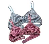 XWSM Glatter Satin-Seiden-BH Triangel-Bralette-Oberteil 100% Doppelseitiger Maulbeerseide-Bügelfrei-BH for Damen Ungepolsterte Unterwäsche (Color : B, Size : 36/80AB)