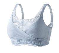 XWSM Mastektomie BH Postoperativer BH Mit Taschen Bügelloser Spitzen BH for Damen for Den Alltag Zur Unterstützung Von Silikon Brustprothesen(Gray,95C)