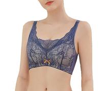 XWSM Mastektomie Täglichen BH Post Chirurgische BHS Mit Prothese Tasche Bandeau for Frauen Sexy Baumwolle Spitze Bar Wireless Bralette (Color : Blue, Size : XXXL/XXX-Large)