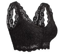 XWSM Post-OP-BH Frauen Mastektomie Spitzen-Büstenhalter Mit Taschenverschluss Vorne Sport BHS Kabelloser Büstenhalter Bandeau (Color : Black, Size : XL/X-Large)