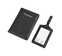 XXCLW Reisepasshülle, Gepäckanhänger-Set, Saffiano, PU-Leder, Ticket, Reisepasshalter, modisches Reisezubehör-Set, Schwarz , Einheitsgröße