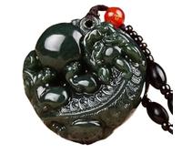 XXHNBF Gebetskette, Feng Shui Pi Xiu Amulett Halskette, handgefertigter natürlicher Hetian Jade Anhänger for Wohlstand Reichtum, Reiki Chakra Meditation Geschenk 1 STK