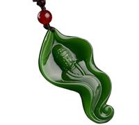 XXHNBF Gebetskette, Natürliche Hetian Jade Guanyin Halskette, Jadeit Jaspis Anhänger, Wohlstand Geld Glück Talisman for Unisex 1 STK