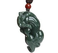 XXHNBF Gebetskette, Natürliche Hetian Jade Pixiu Anhänger Halskette, handgefertigter Feng Shui Talisman for Wohlstand, Geld, Glück, Unisex Edelstein Geschenk 1 STK