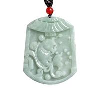 XXHNBF Gebetskette, Natürliche Smaragd-EIS-Jade-Anhänger-Halskette, Glücksfisch-Charm Feng Shui Jadeit, Reichtumsamulett for Wohlstand, Liebe, Glück, 1 Stück