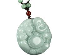 XXHNBF Gebetskette, Natürliche Smaragd Jade Buddha Halskette, Feng Shui Reichtum Amulett for Wohlstand Geld Glück, Unisex Kristall Talisman Schmuck Geschenk 1 STK