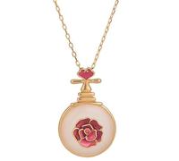 XXHNBF Gebetskette, Natürliche weiße Jade-Laute-Anhänger-Halskette, chinesische Hanfu-Cheongsam-Accessoires, Damen-Modeschmuck-Geschenk, 1 Stück