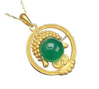 XXHNBF Gebetskette, S925 Silber natürliche Jade Buddha Halskette Anhänger, Glück Reichtum Amulett for Reiki Chakra Meditation, Unisex 14x22mm 1 Stück