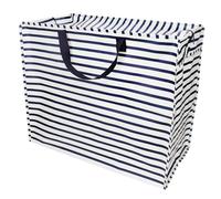 XXL Riesentasche Nautical Aufbewahrungstasche mit Reißverschluss blau gestreift ca. 58×28×48 cm