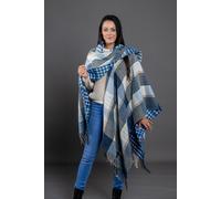 XXL-Schal "Aspen", Damen, blau, Polyacryl, COLLEZIONE ALESSANDRO, unifarben, Basic, Modetücher, Made in Italy, Kuschelweich, mit Karo (83310942-0) blau