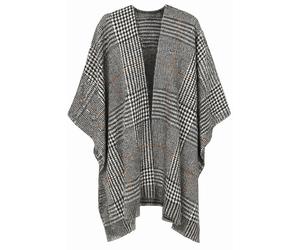 XXL-Schal "Hahnentritt", Damen, schwarz, Polyacryl, COLLEZIONE ALESSANDRO, unifarben, Basic, Modetücher, schwarz-weiß mit braun (54505858-0) schwarz