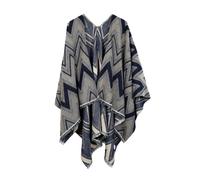 XXL-Schal "Marcia", Damen, blau, Polyacryl, COLLEZIONE ALESSANDRO, gemustert, Basic, Modetücher, Poncho im Zick-Zack Design (77471511-0) blau