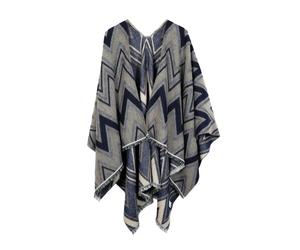 XXL-Schal "Marcia", Damen, blau, Polyacryl, COLLEZIONE ALESSANDRO, gemustert, Basic, Modetücher, Poncho im Zick-Zack Design (77471511-0) blau