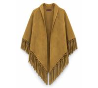 XXL-Schal "Sioux", Damen, braun (cognac), 100% Rindsleder, COLLEZIONE ALESSANDRO, unifarben, Basic, Modetücher, aus echtem Wildleder, Made in Italy (25189317-0) cognac