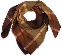XXL-Schal STYLEBREAKER "Großer karierter XXL Deckenschal", Damen, gelb (senf, dunkelbraun), Obermaterial: 80% Viskose CV. 20% Wolle WO., Modisch, Modetücher (12756965-0) senf, dunkelbraun